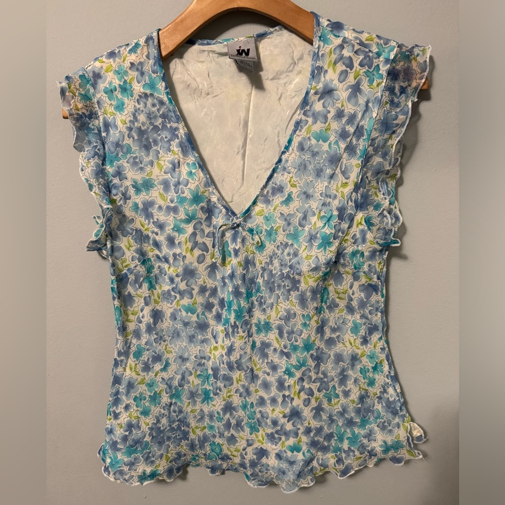 Vintage JW 90s y2k silk top with silk lining floral size large vintage small